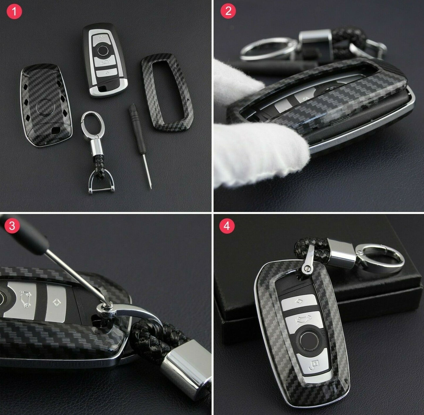 Passend für BMW X3 X4 1 2 3 4 5 6 7 Carbon Schlüssel Cover Hülle