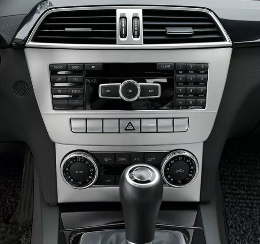 Passend für Mittelkonsole Edelstahl Radio Abdeckung Blende Passend Für Mercedes Benz W204