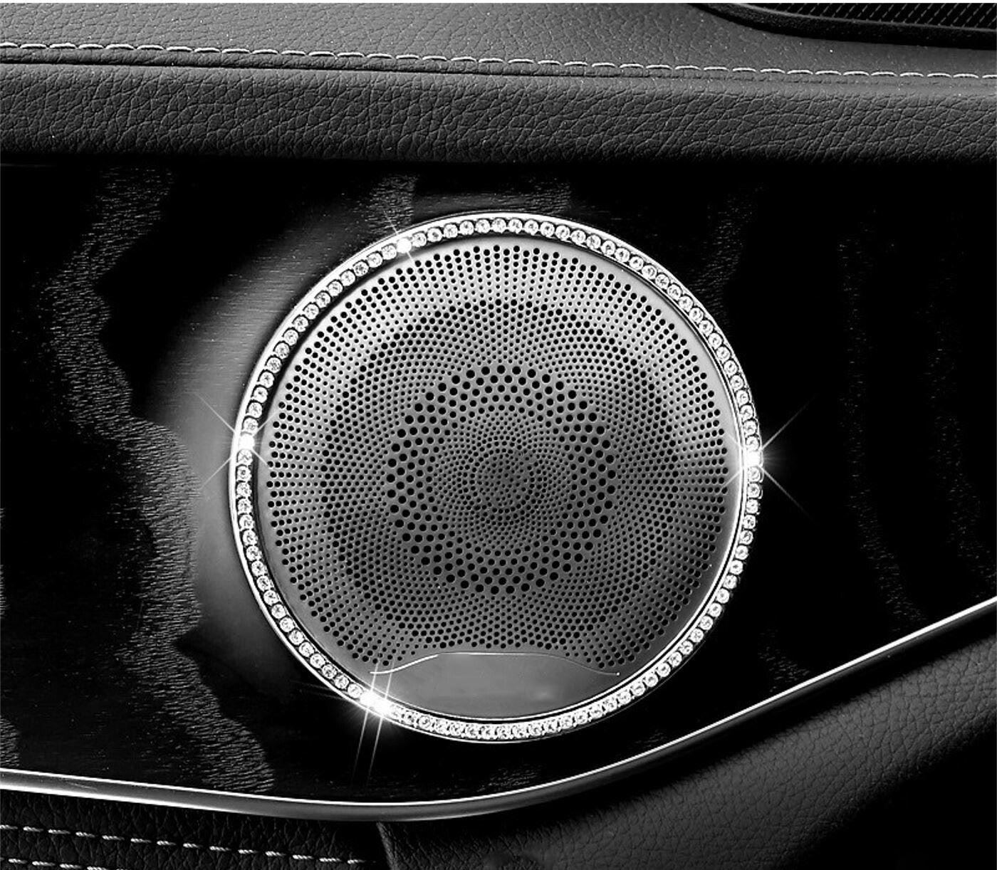 Passend für Mercedes C E GLC Strass Glitzer Blende Rahmen 4x Lautsprecher Ringe