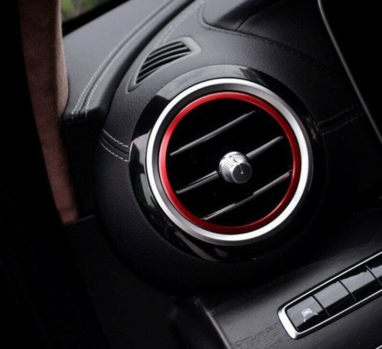 Passend für 7x Mercedes Lüftungsringe Zierringe Blenden AMG Rot für C Klasse W205 / GLC X253