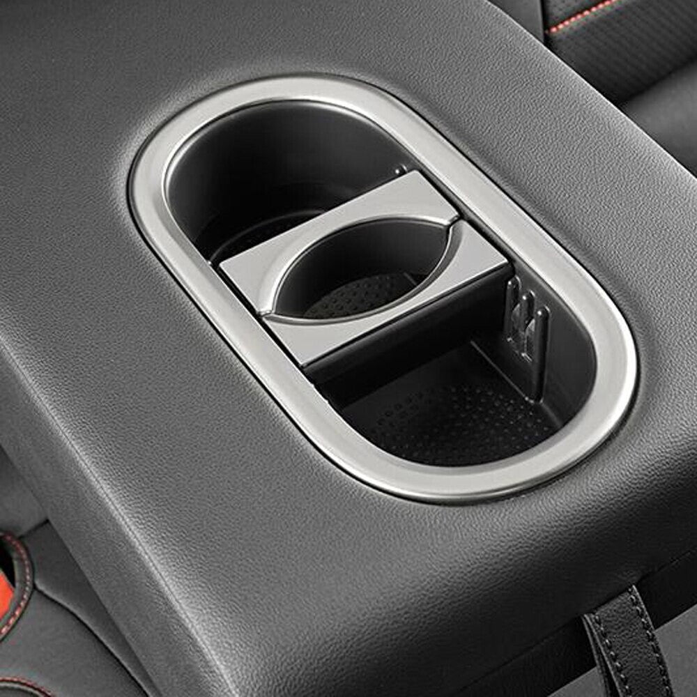 Passend für VW T-Roc TDI TSI Rline Edelstahl Becherhalter Hinten Rahmen Blende