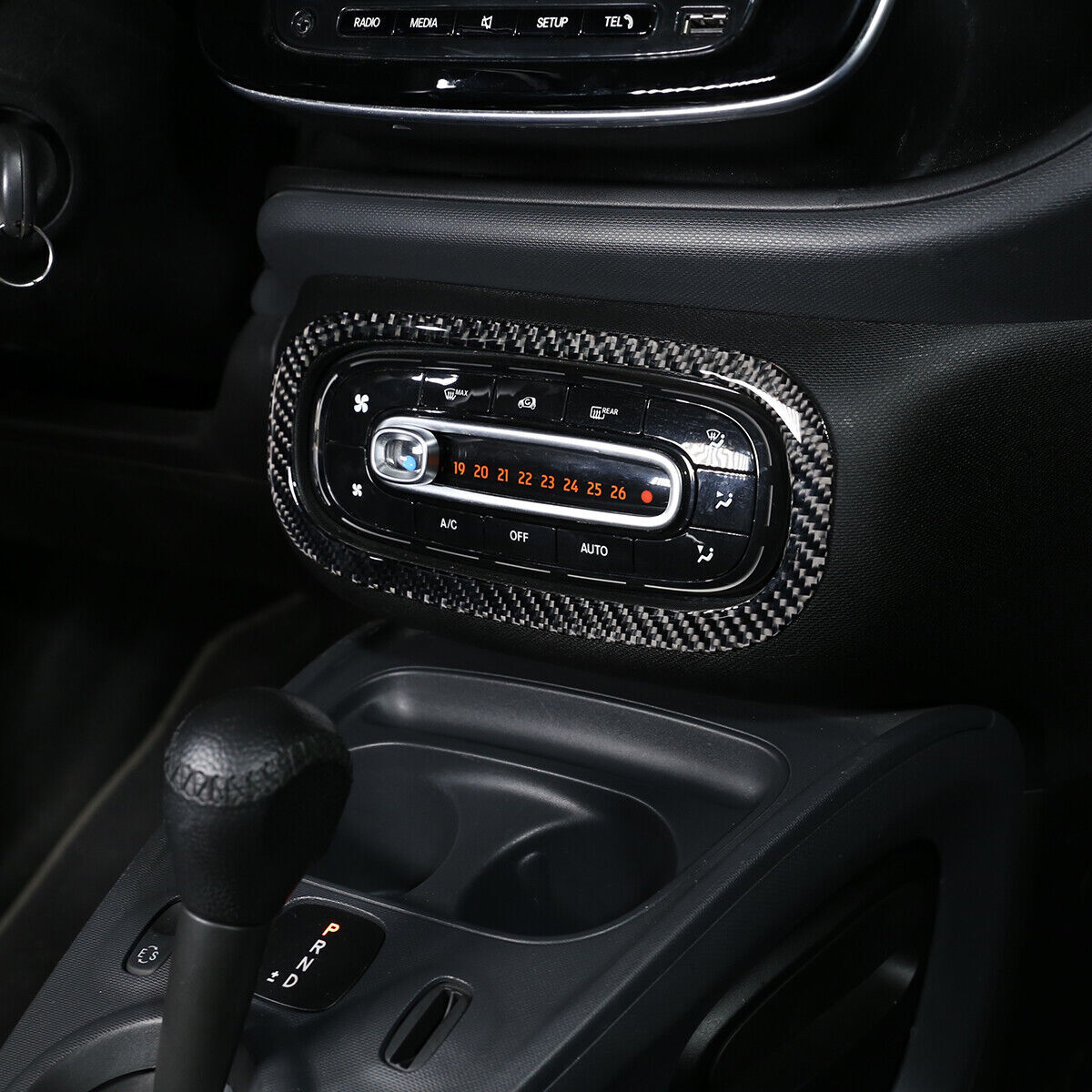 Passend für Smart Fortwo 453 ab 2015 Mittelkonsole Radio Blenden Abdeckung Carbo