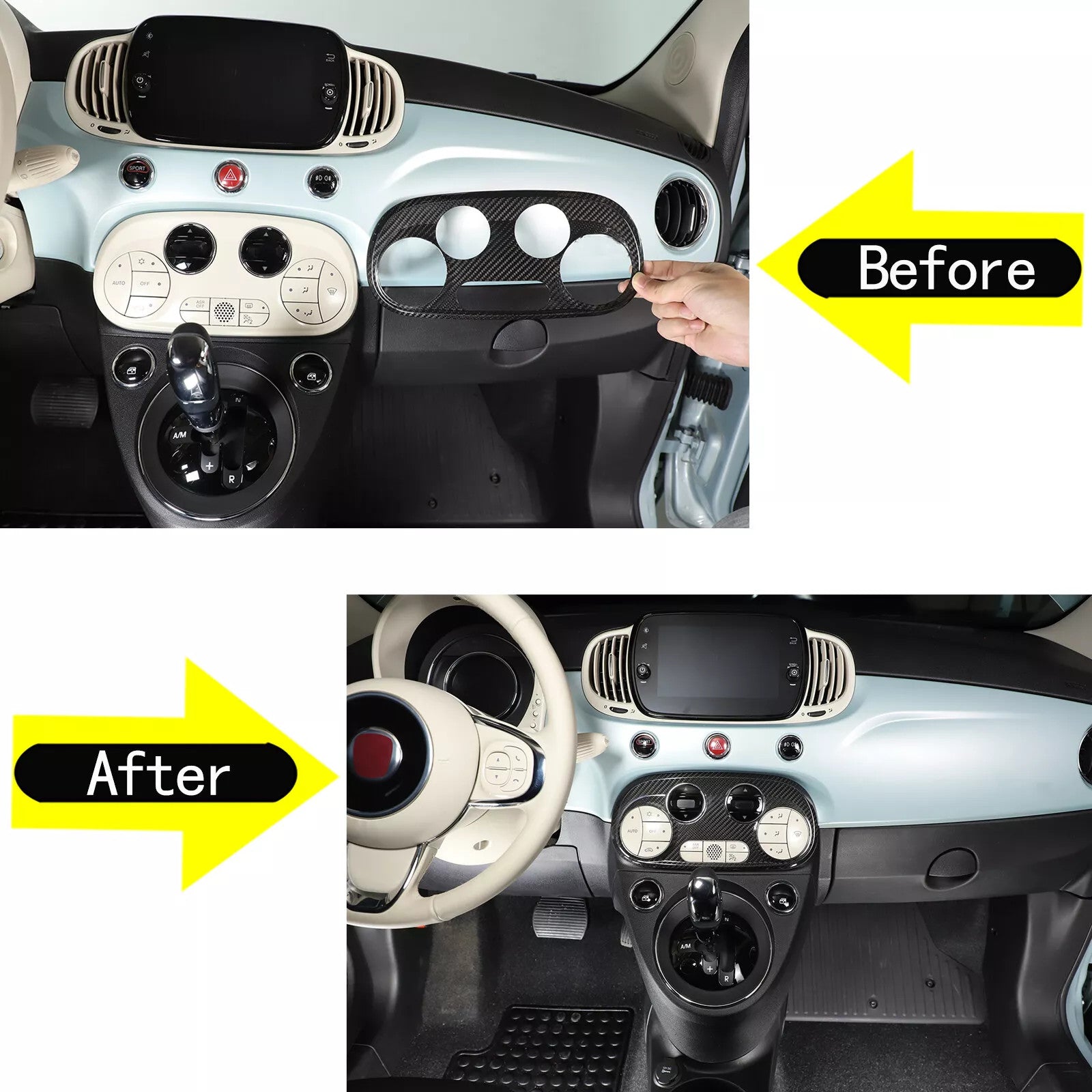 Passend für Fiat 500 Abarth 595 2016-2023 Mittelkonsole Blende