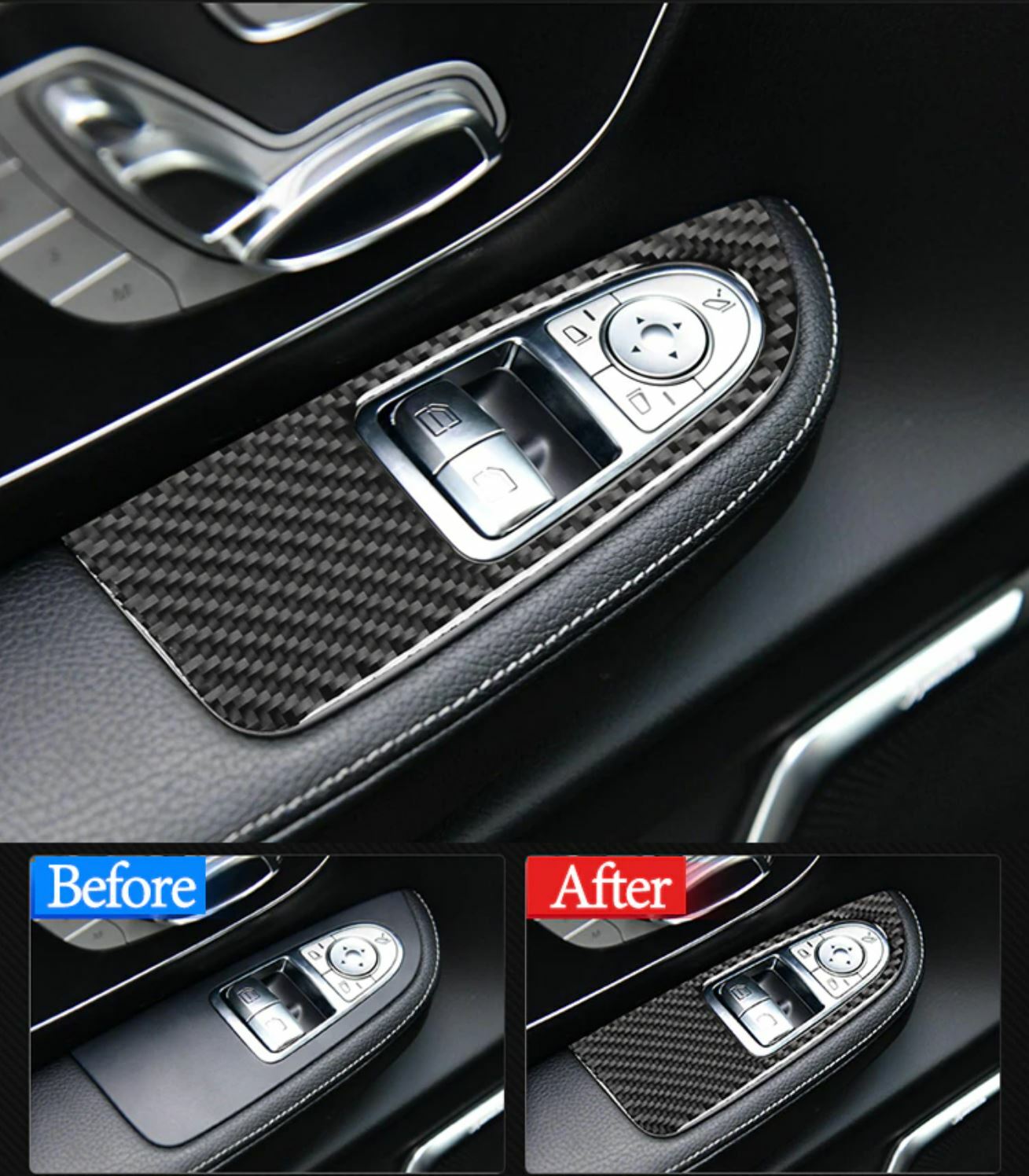 Passend für Mercedes Benz V-Klasse Carbon Fensterheber Armlehne Schutz Blende