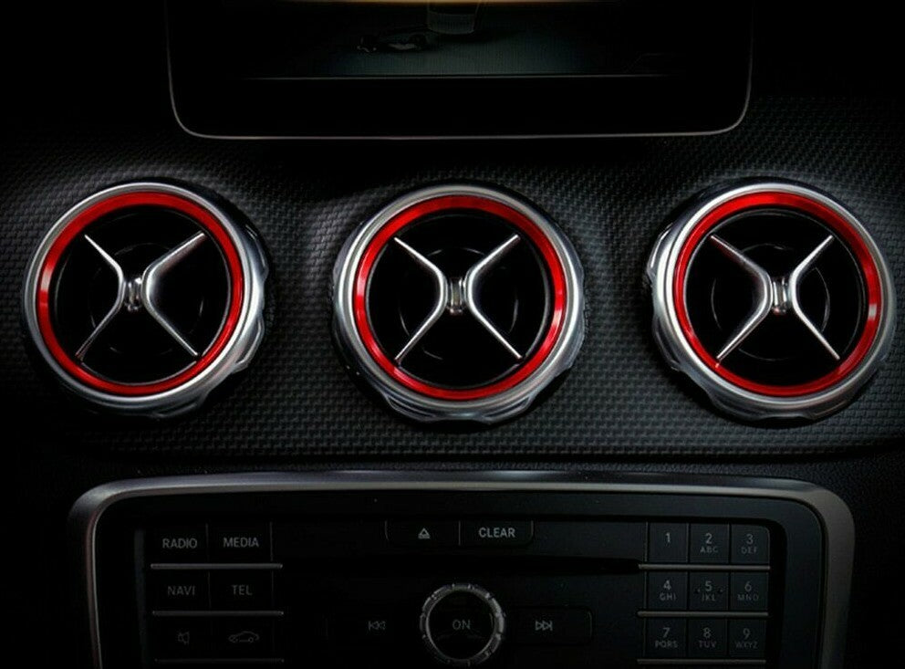 Passend für 5x Mercedes Lüftungsringe Zierringe Blenden Rot A W176 B W246 CLA C117 GLA X157