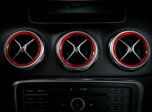 Passend für 5x Mercedes Lüftungsringe Zierringe Blenden Rot A W176 B W246 CLA C117 GLA X157