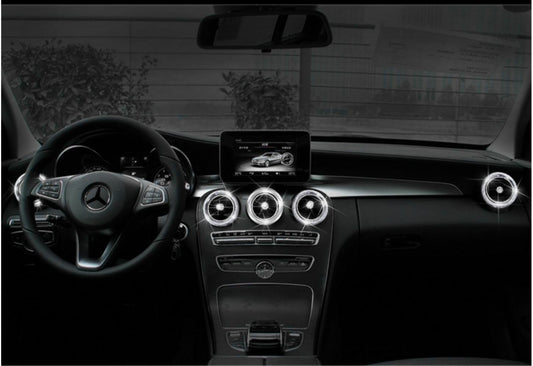 Passend für Mercedes C GLC Strass Glitzer Blende Ringe Lüftung Klima Komplett Set