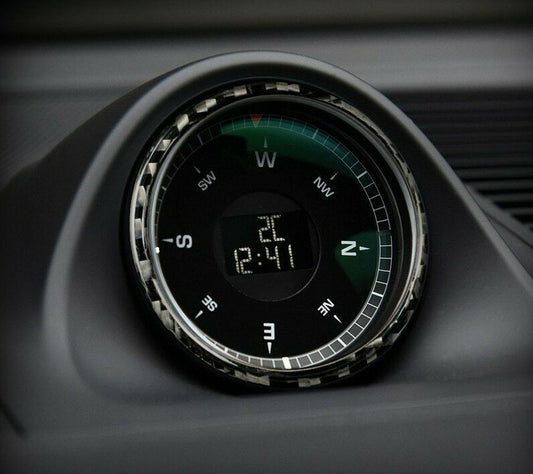 Passend für Porsche Macan Carbon Blende Uhr Kompass Cockpit Zierblende Ring