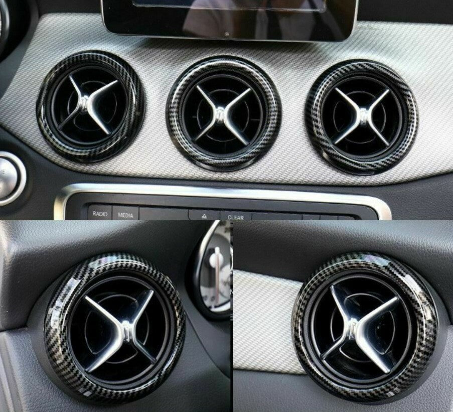 Passend für 5x Mercedes Lüftungsringe Zierringe Blenden Rahmen Carbon GLA X156 CLA C117