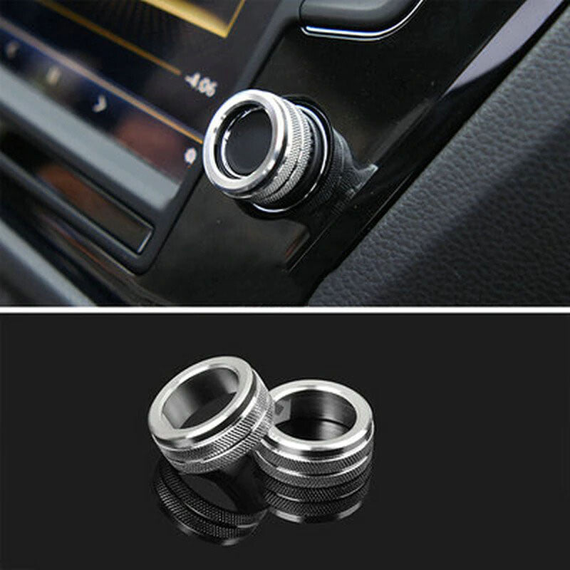 Passend für 2 VW Tiguan T-Roc T-Cross Passat Ringe Radio Lautstärke Volume Silber