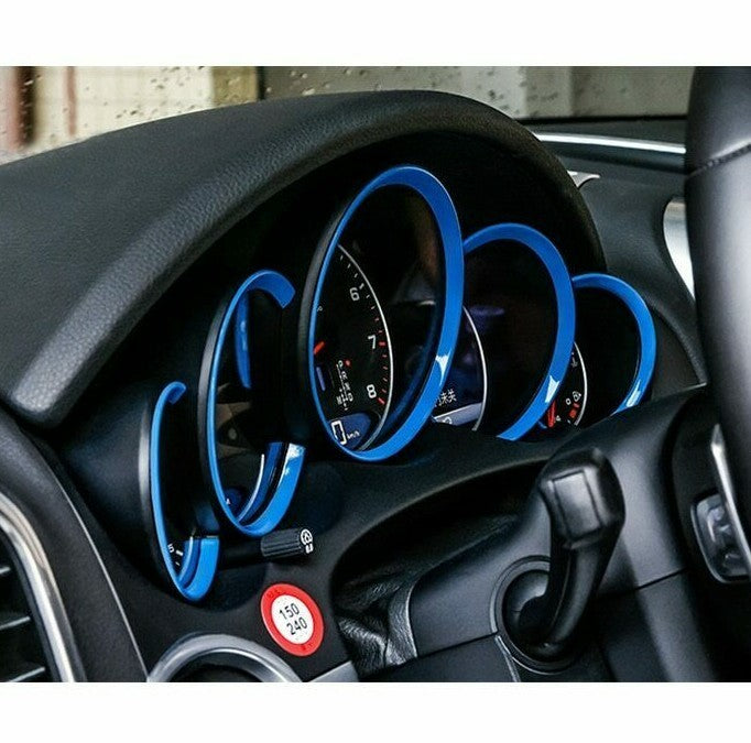 Passend für Porsche Cayenne Tachoringe Blau Bende Zierringe Zierrahmen Abdeckung