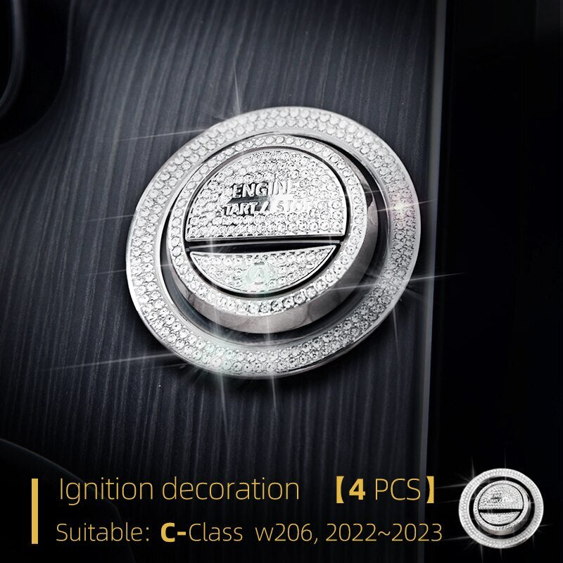 Passend für Mercedes C Class W206 Start Stop Blenden Abdeckungen Rahmen Strass