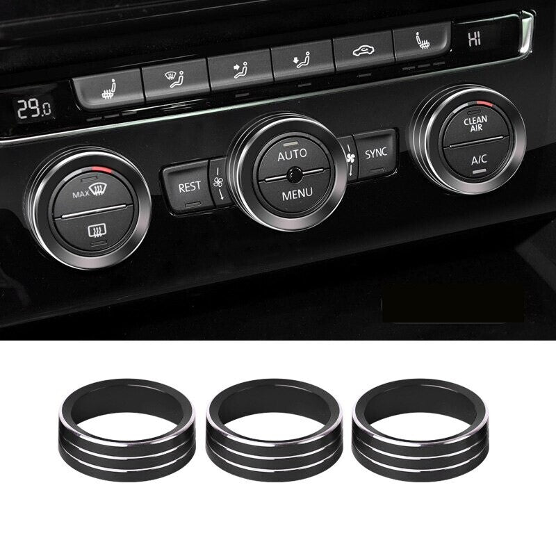 Passend für VW Tiguan T-Roc T-Cross Passat Ringe Heizungsregler Klima Schwarz