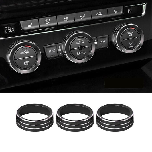 Passend für VW Tiguan T-Roc T-Cross Passat Ringe Heizungsregler Klima Schwarz