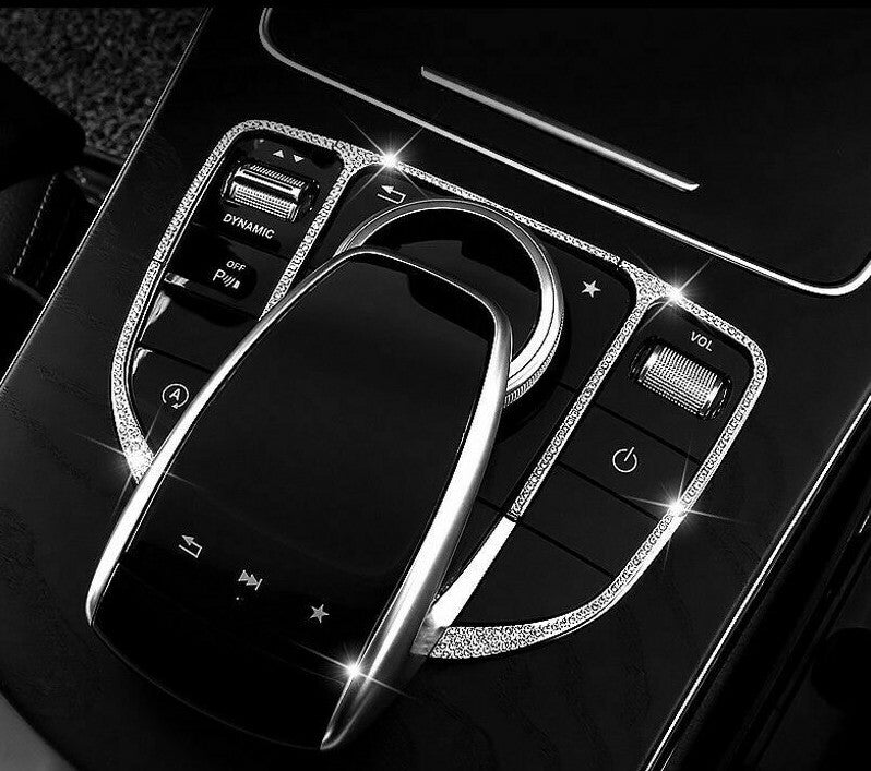Passend für Mercedes C E GLC Strass Glitzer Command Multimedia Tasten Blende