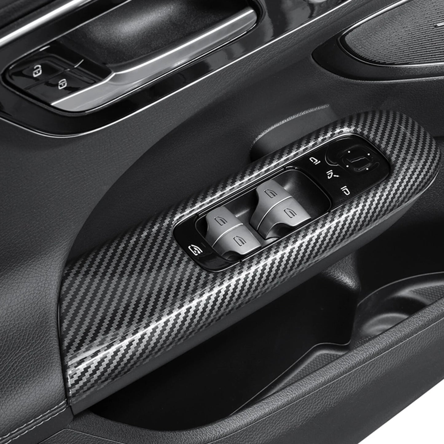 Passend für Mercedes W206 C Klasse Blende Fensterheber Schutz Rahmen Carbon