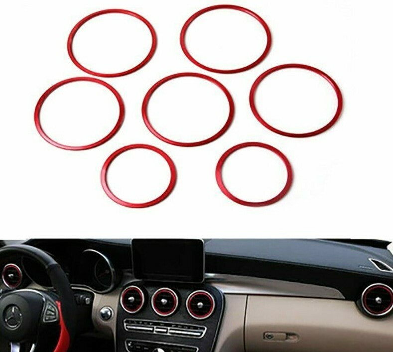 Passend für 7x Mercedes Lüftungsringe Zierringe Blenden AMG Rot für C Klasse W205 / GLC X253