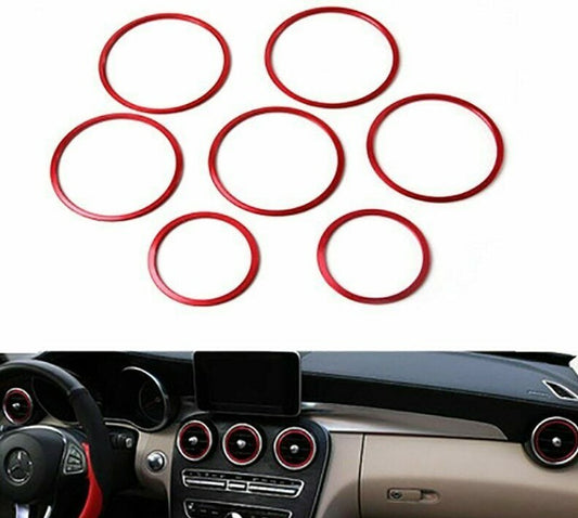 Passend für 7x Mercedes Lüftungsringe Zierringe Blenden AMG Rot für C Klasse W205 / GLC X253