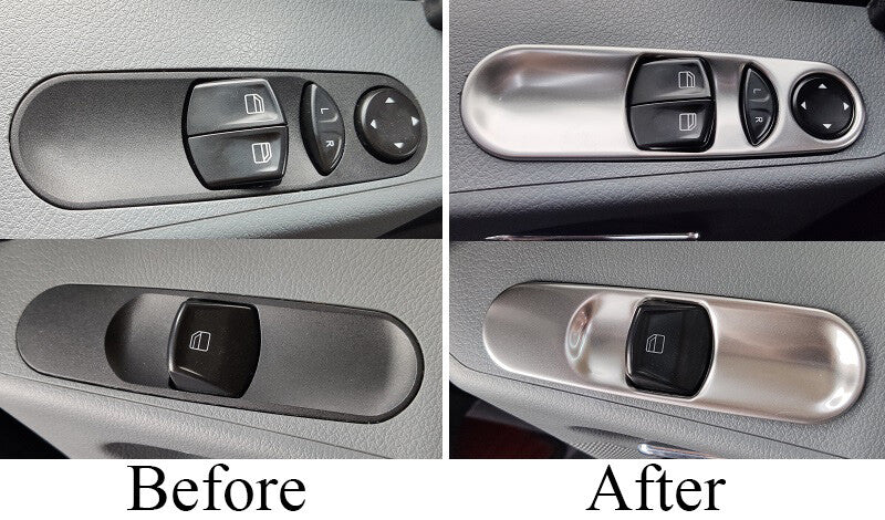 Passend für Mercedes Viano Vito V Fensterheber Blenden Abdeckung Rahmen Silber