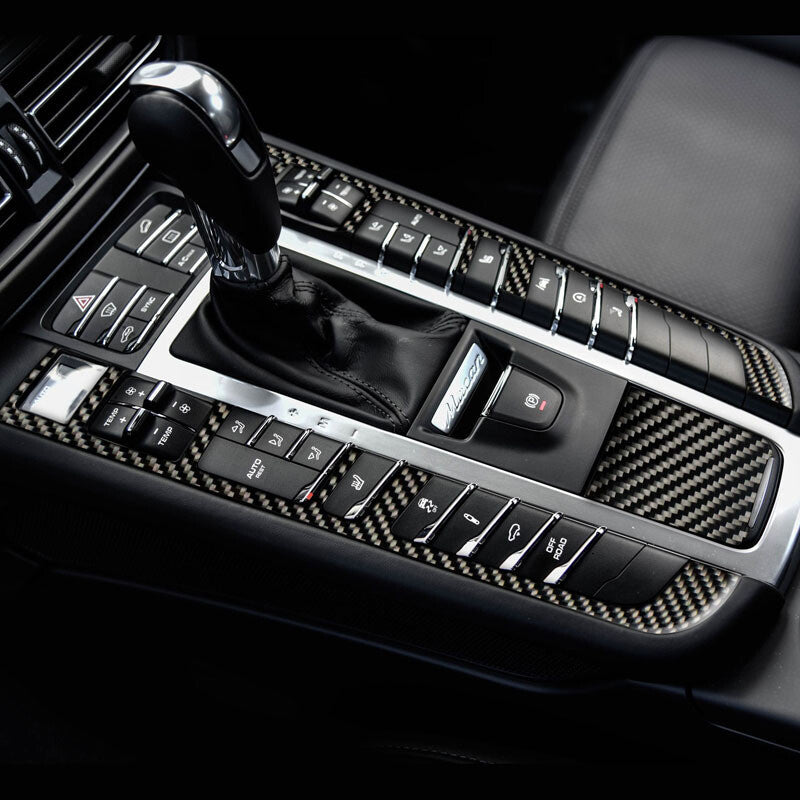 Passend für Porsche Macan Carbon 4tlg Set Mittelkonsole Blende Abdeckung Rahmen