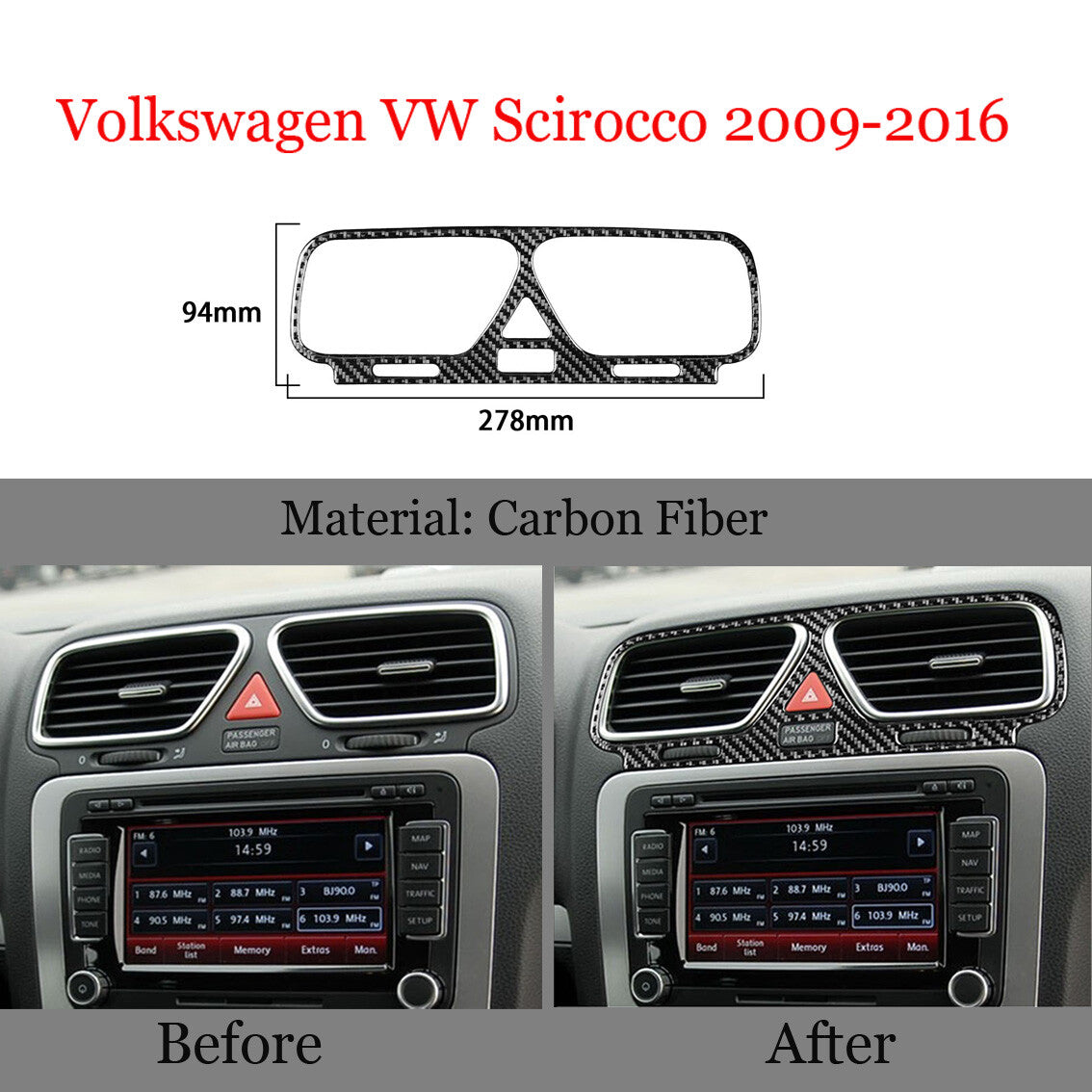 Passend für VW Scirocco Lüftung Blende Abdeckung Rahmen Carbon