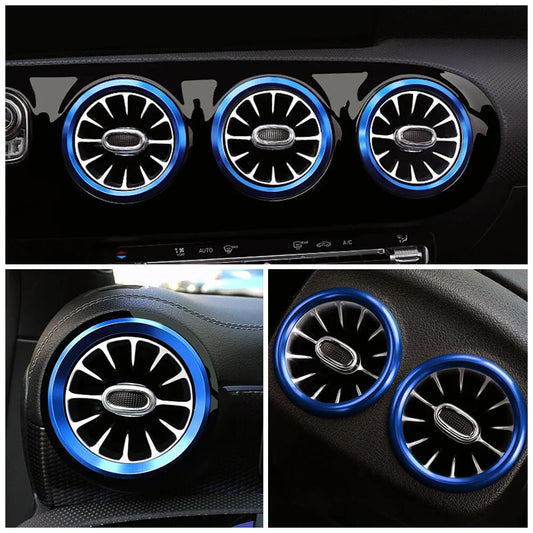 Passend für Mercedes A CLA GLA GLB Lüftungsringe Blau 7 Stück Aufwertung Blende
