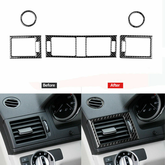 Passend für 5St Kohlefaser Lüftungsdüsen Aufkleber Blenden Für Mercedes-Benz C Klasse W204