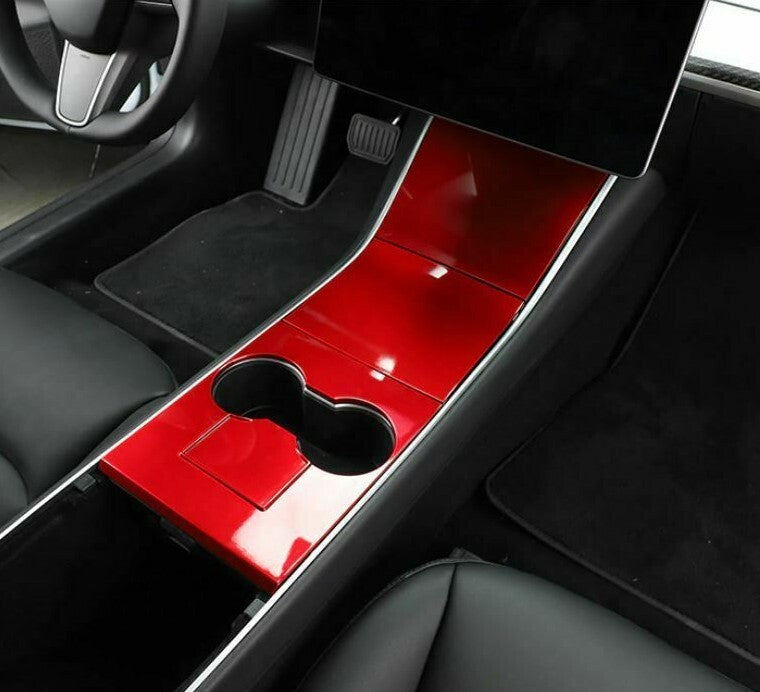 Passend für Tesla Model 3 Mittelkonsole Rot Abdeckung Cover Rahmen Schutz