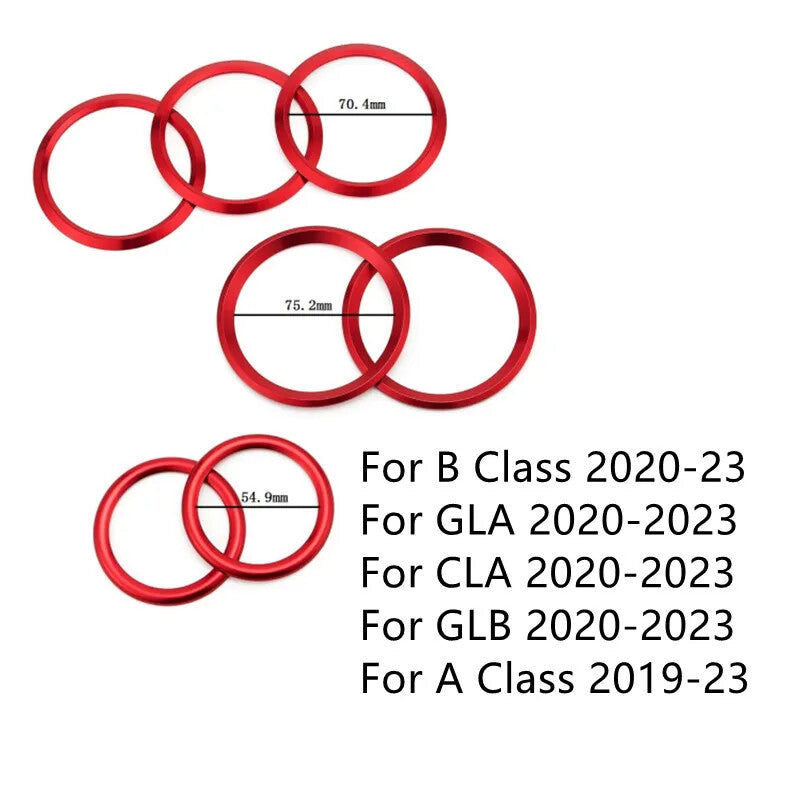 Passend für Mercedes A CLA GLA GLB Lüftungsringe Rot 7 Stück Aufwertung Zierringe