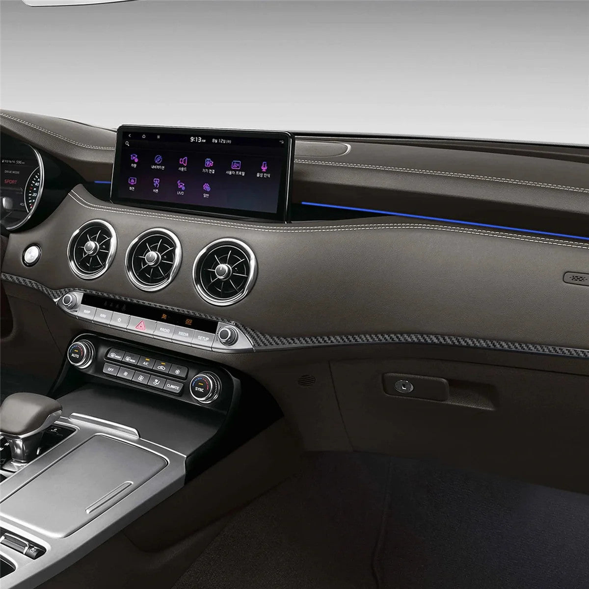 Passend für Kia Stinger 2018-2023 Mittelkonsole Abdeckung Carbon Blenden