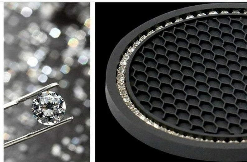 Passend für 2x Universal Becherhalter Gummi Einlegeboden Matte Pads Schwarz Strass Glitzer