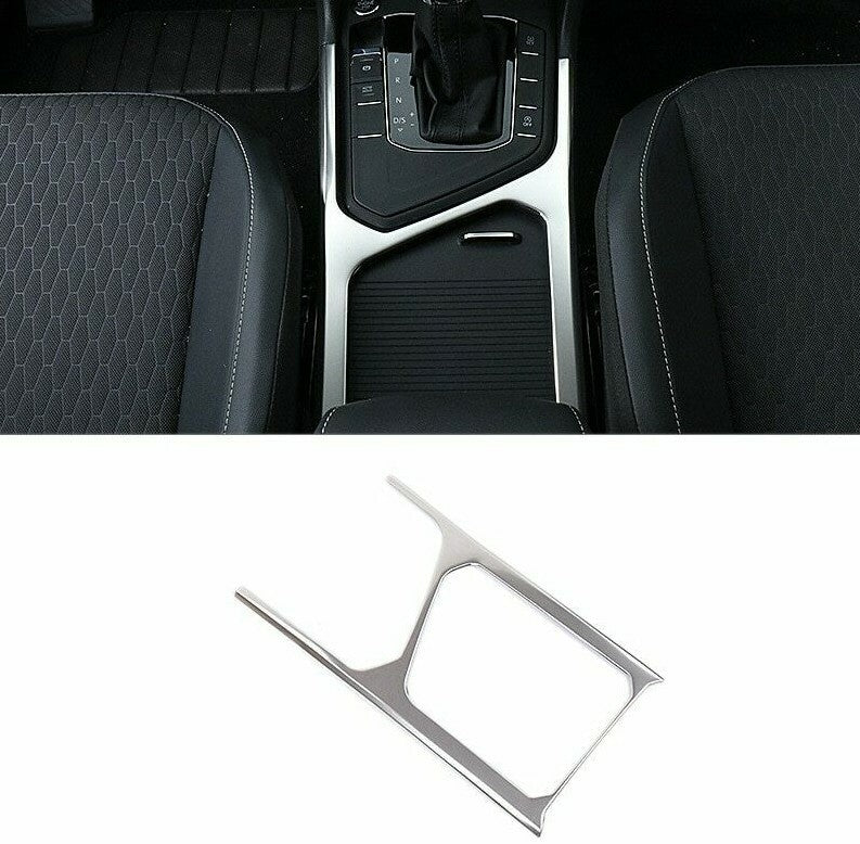 Passend für Edelstahl Mittelkonsole Silber Rahmen Becherhalter Blende Passend Für VW Tiguan