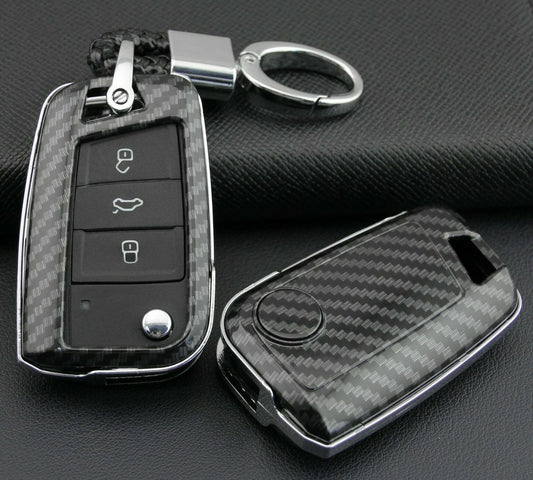 Passend für VW Golf 7 Tiguan Polo Skoda Octavia Carbon Schlüssel Cover Hülle