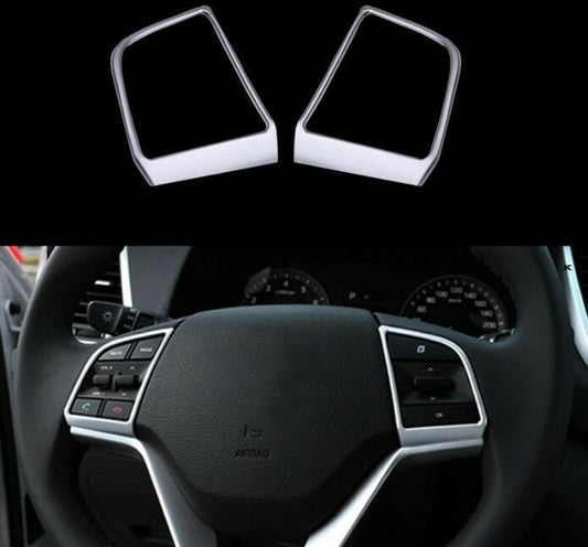 Passend für Hyundai Tucson Lenkrad Tasten Blenden Rahmen Abdeckung Cover Silber Chrom