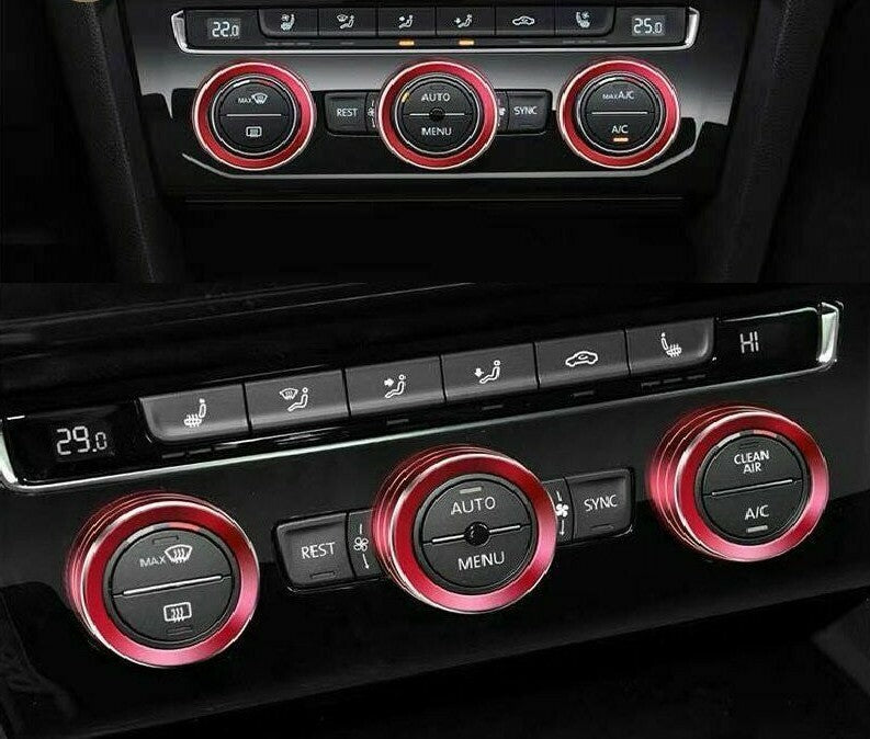 Passend für VW Tiguan T-Roc T-Cross Passat Ringe Heizungsregler Klima Blende Rot
