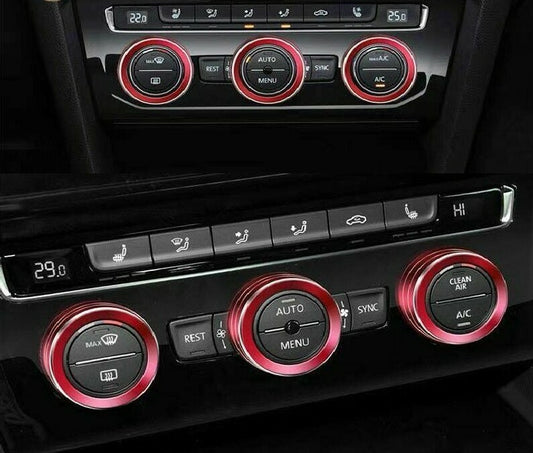 Passend für VW Tiguan T-Roc T-Cross Passat Ringe Heizungsregler Klima Blende Rot
