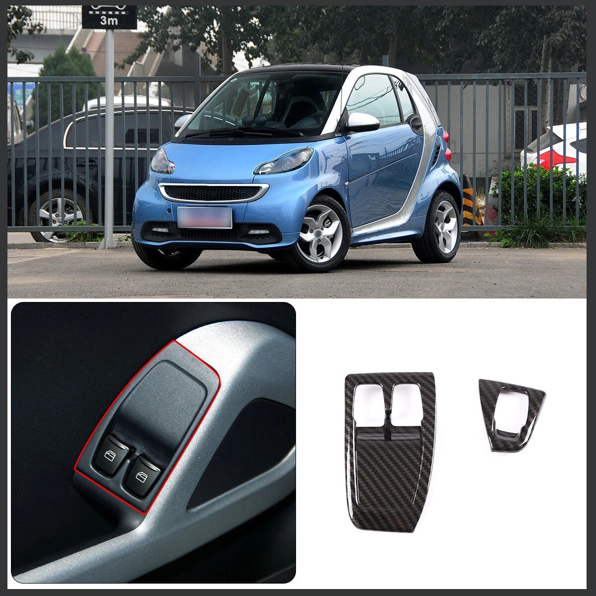 Passend für Mercedes Benz Smart 10-14 Fensterheber Blende