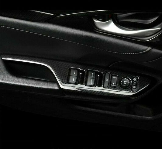 Passend für Honda Civic Carbon Fensterheber Blende Schutz Tasten Armlehne Cover