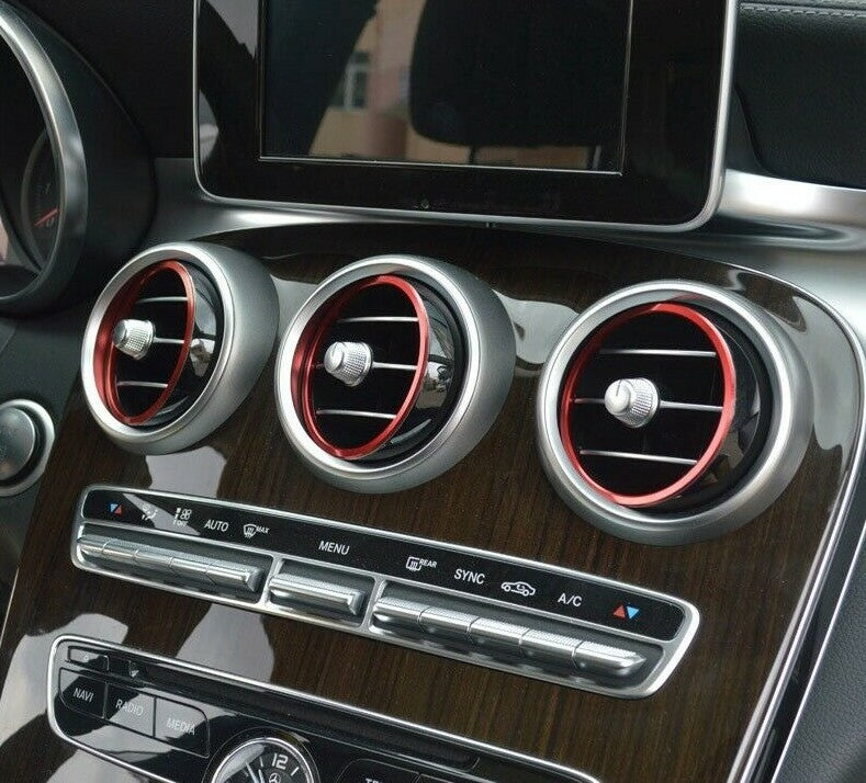 Passend für 7x Mercedes Lüftungsringe Zierringe Blenden AMG Rot für C Klasse W205 / GLC X253
