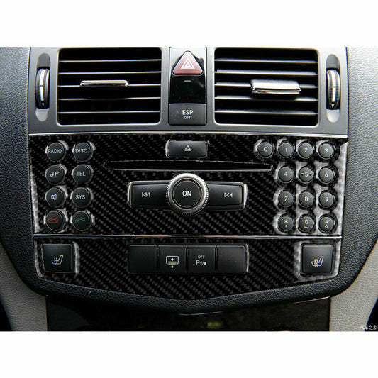 Passend für Kohlefaser Konsole CD & AC Panel Abdeckung Für Mercedes-Benz C-Klasse W204