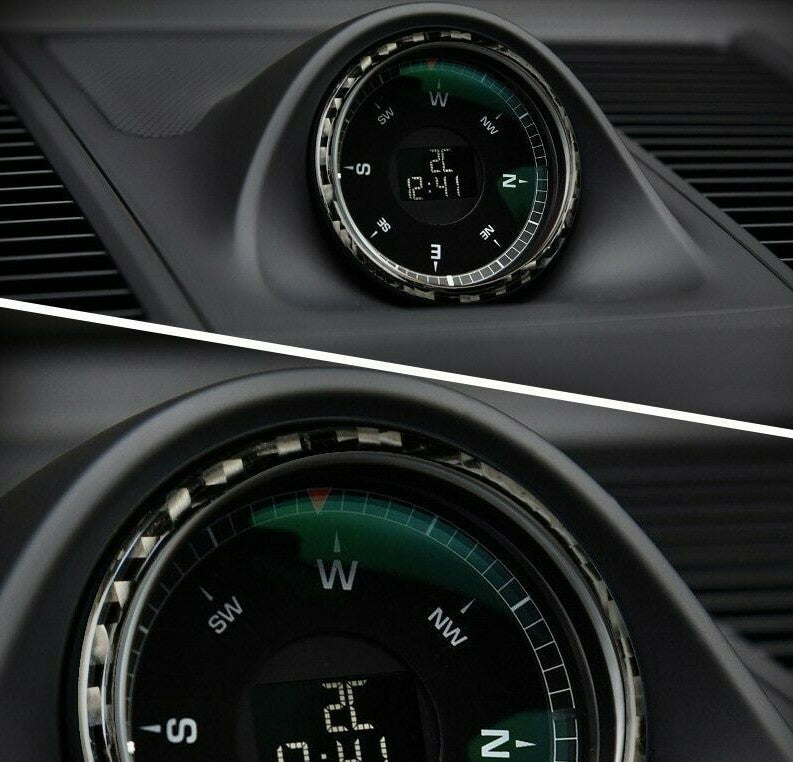 Passend für Porsche Macan Carbon Blende Uhr Kompass Cockpit Zierblende Ring