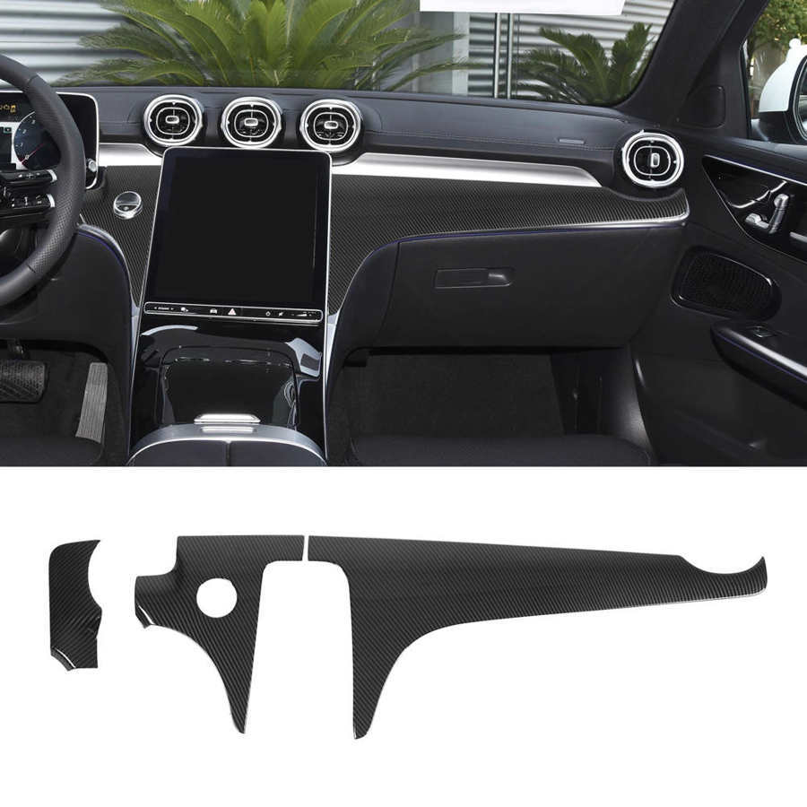 Passend für Mercedes C W206 Mittelkonsole Blenden Abdeckungen Rahmen Carbon