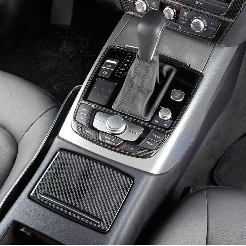 Passend für Audi A7 A6 C7 Aufbewahrungsbox Mittelkonsole Blende Carbon