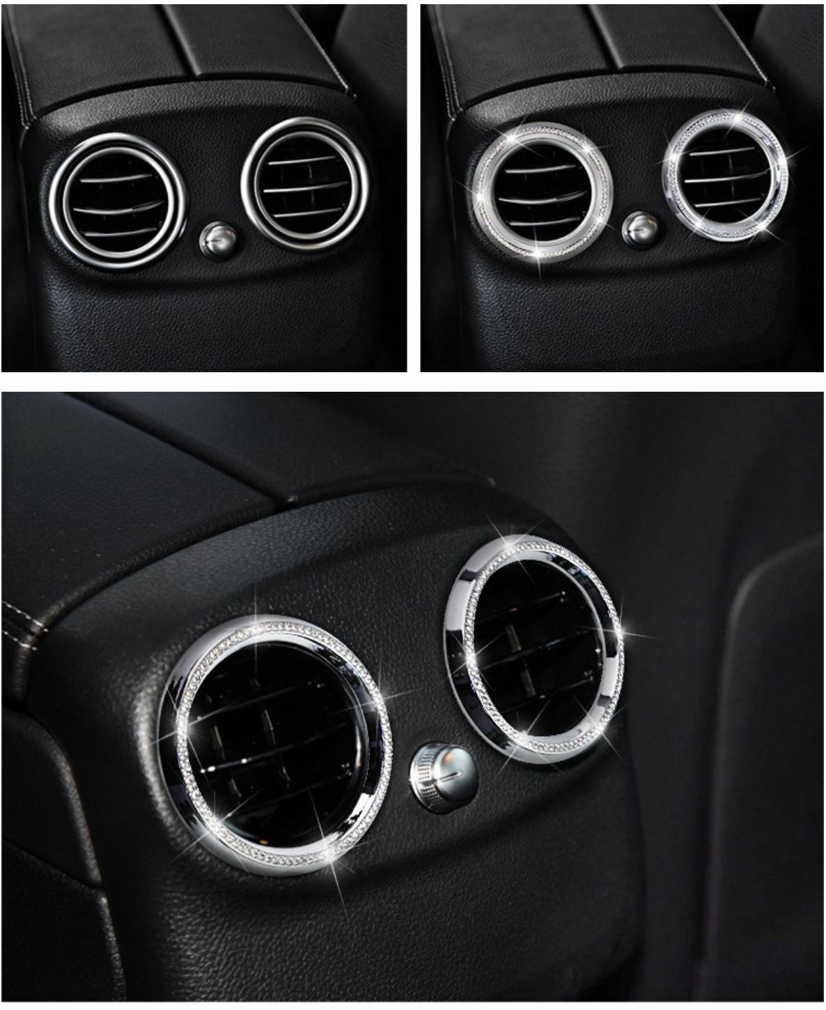 Passend für Mercedes C GLC Strass Glitzer Blende Ringe Lüftung Hinten Klima 2 x