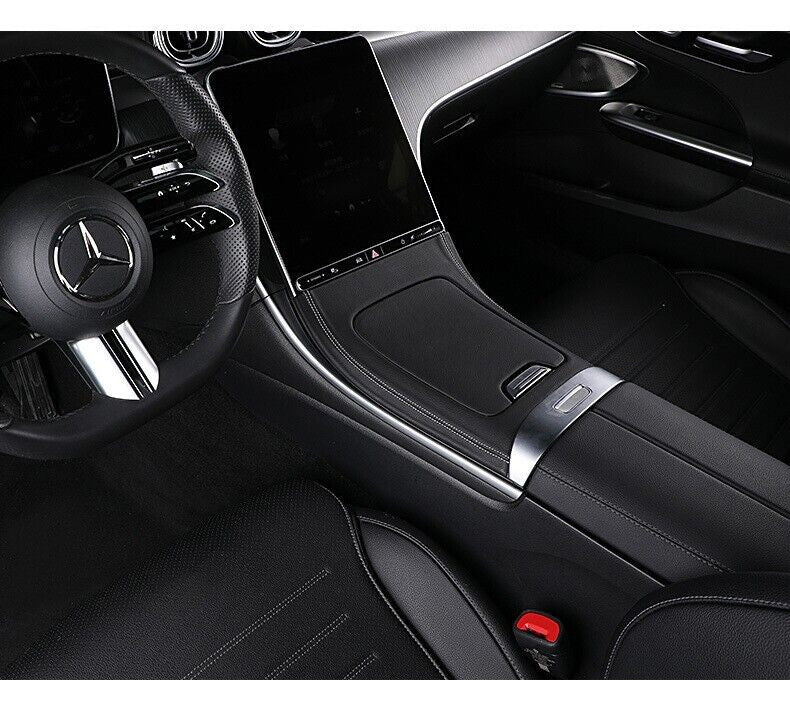 Passend für Mercedes W206 C Klasse Blende Kunstleder Mittelkonsole Schutz Rahmen
