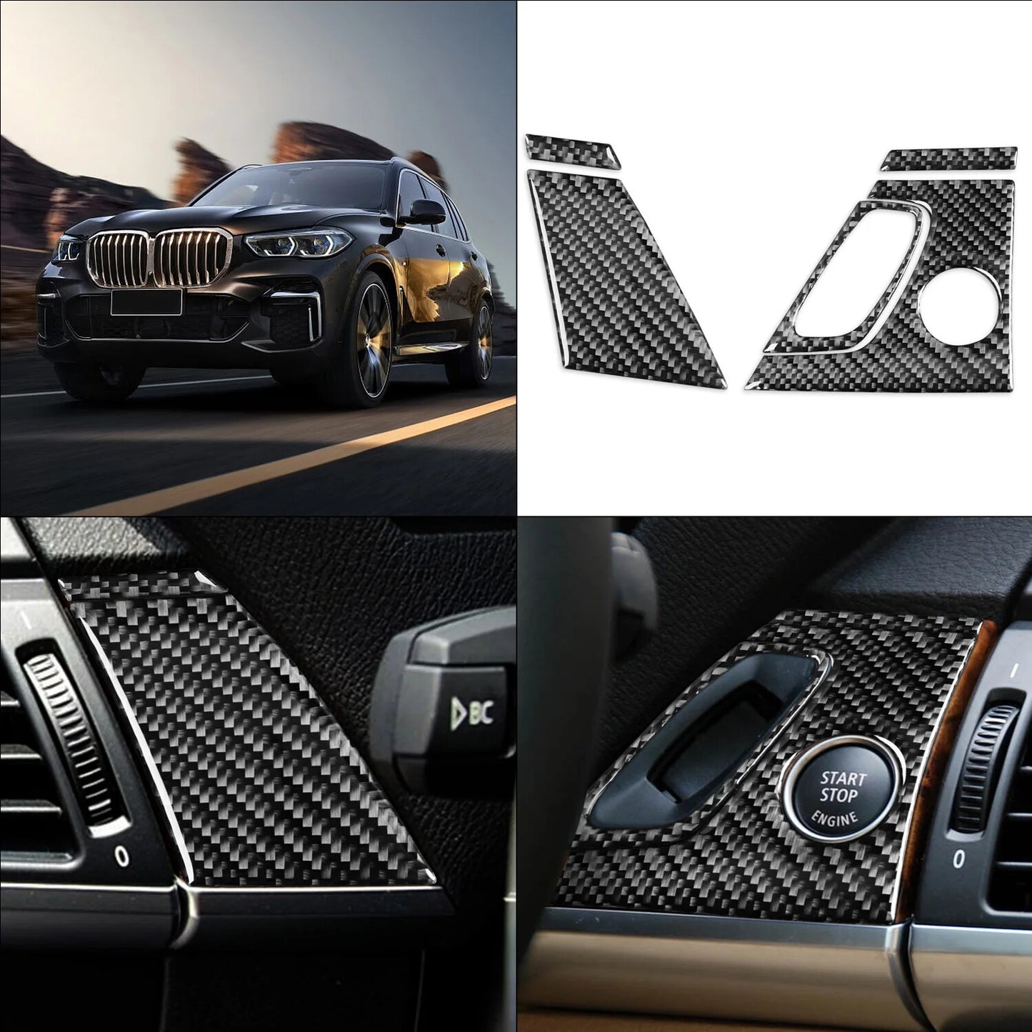 Passend für BMW X5 E70 X6 E71 Start Stop Blenden Rahmen Carbon