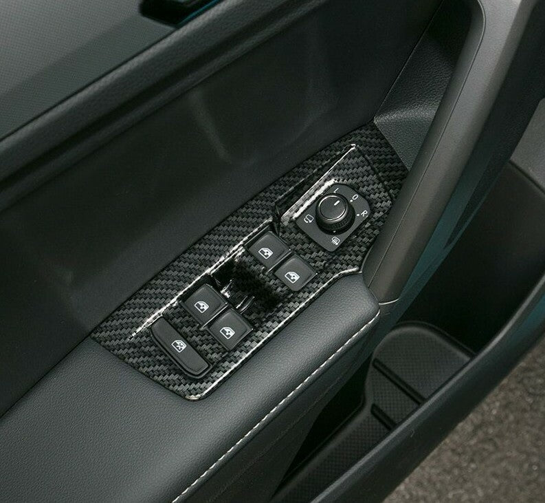 Passend für VW Tiguan 2016 2017 2018 Fensterheber Blende Carbon Schutz Armlehne