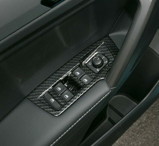 Passend für VW Tiguan 2016 2017 2018 Fensterheber Blende Carbon Schutz Armlehne