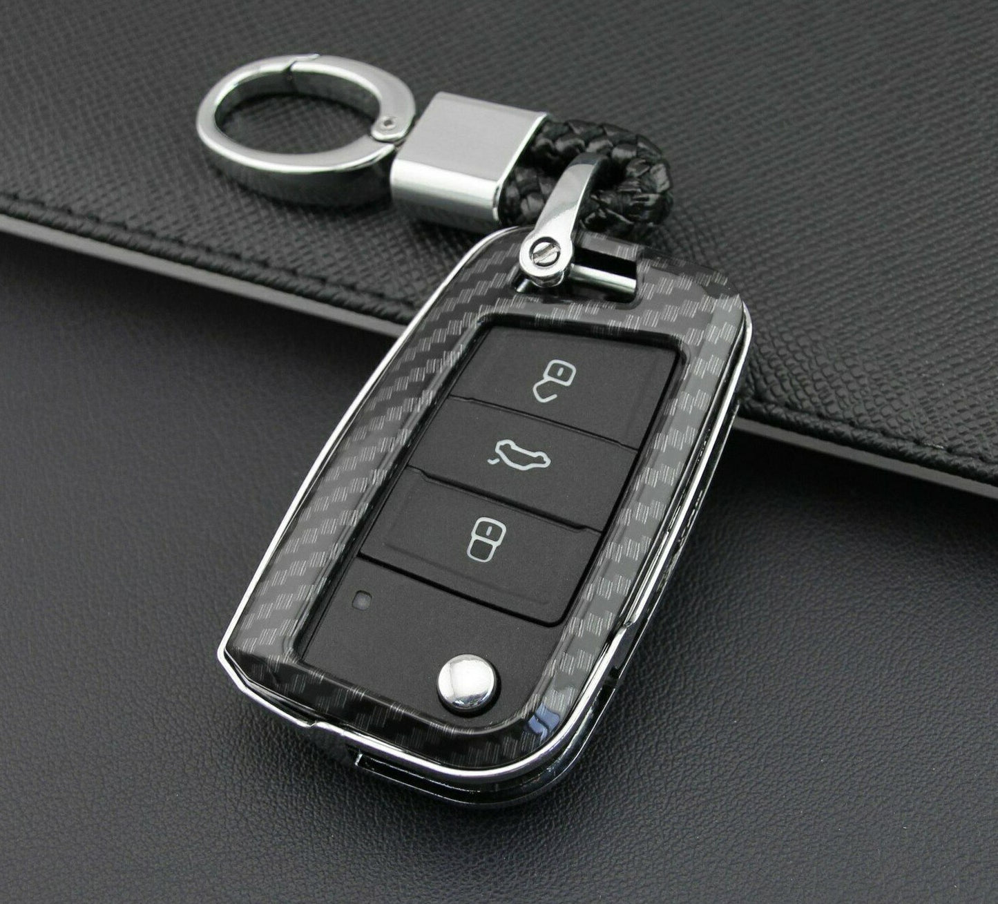 Passend für VW Golf 7 Tiguan Polo Skoda Octavia Carbon Schlüssel Cover Hülle