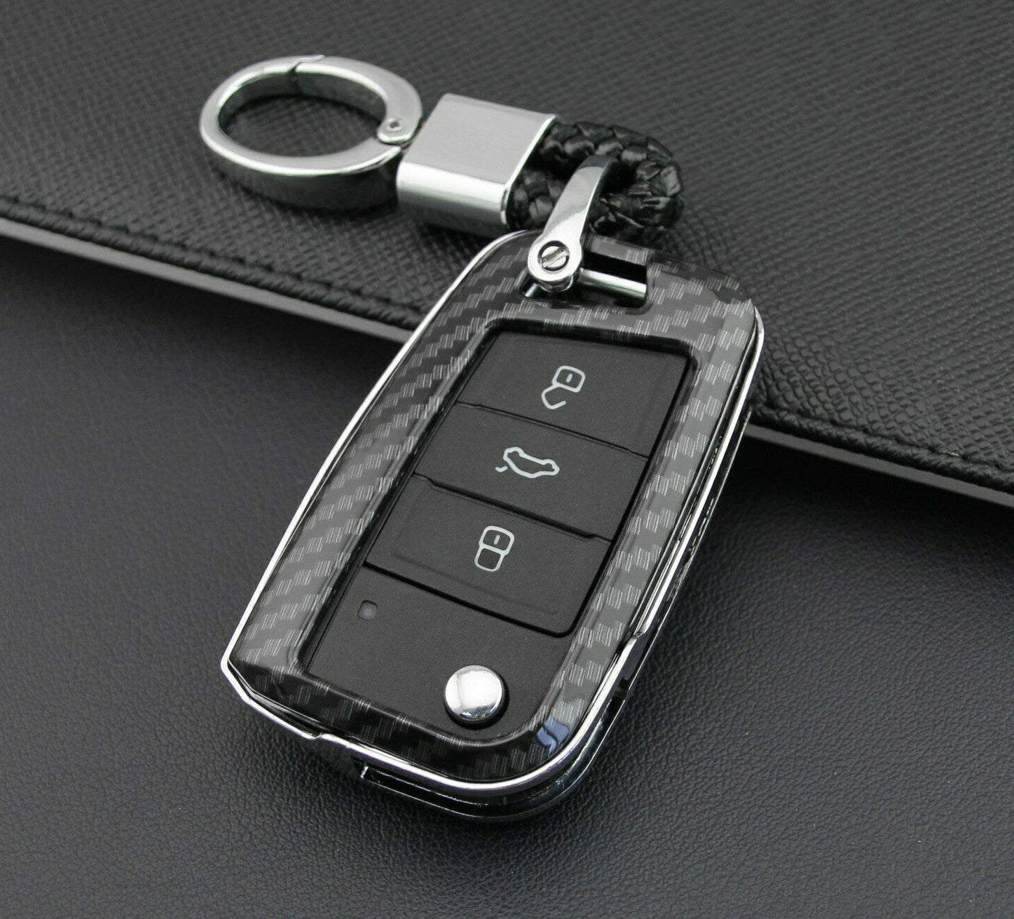 Passend für VW Golf 7 Tiguan Polo Skoda Octavia Carbon Schlüssel Cover Hülle